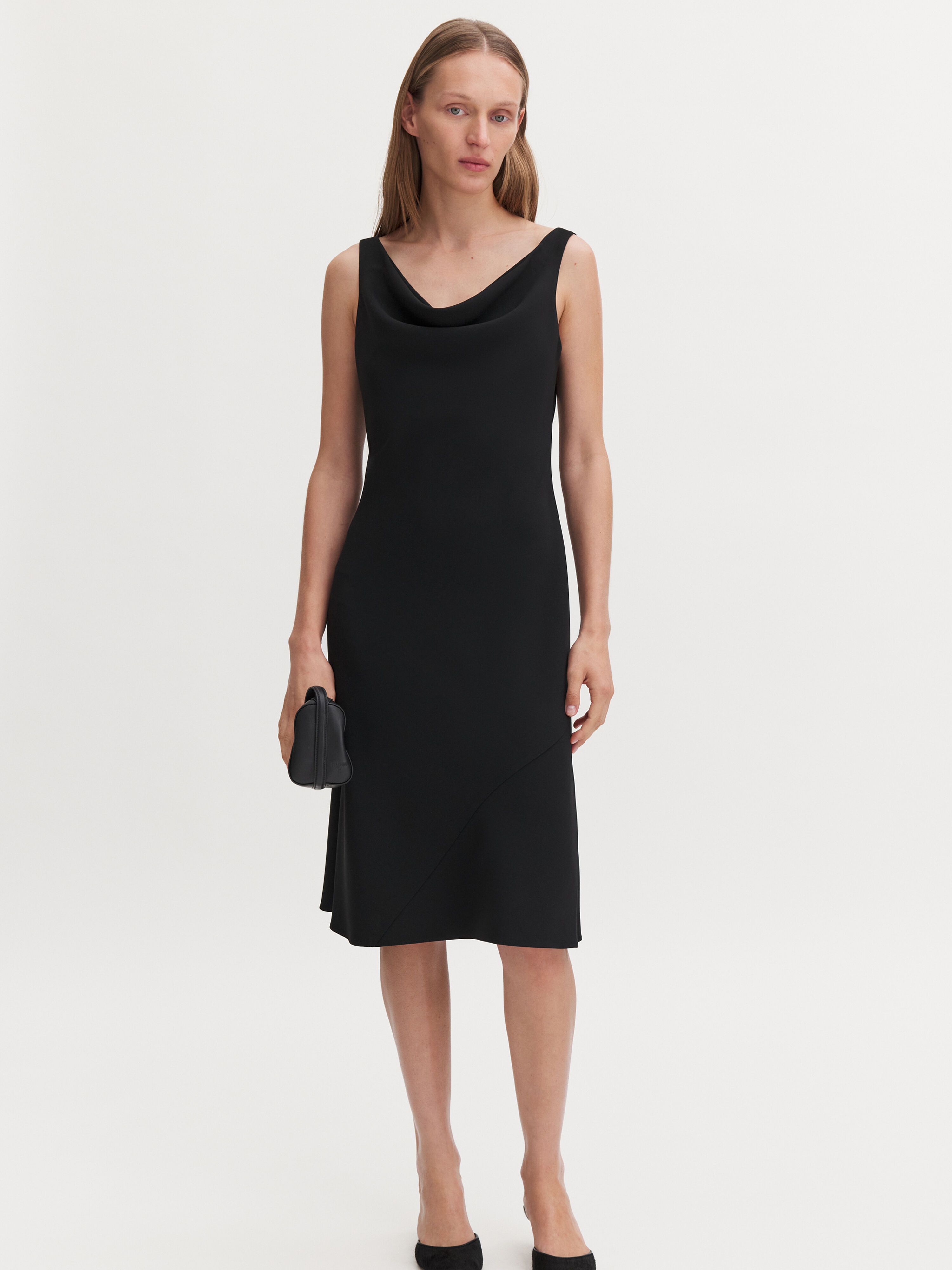 32925-1433-FilippaK-Draped Waterfall Dress Black-1 1